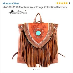 Montana West Brown Turquoise Fringe Backpack NEW!!