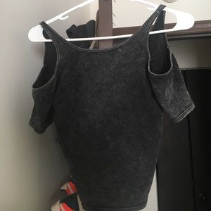 Ecoté Black Acid Wash Crop Top