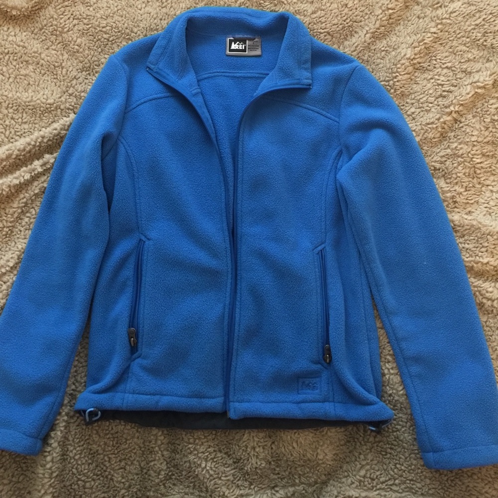 Blue fleece woman's Rei sweater, super comfy