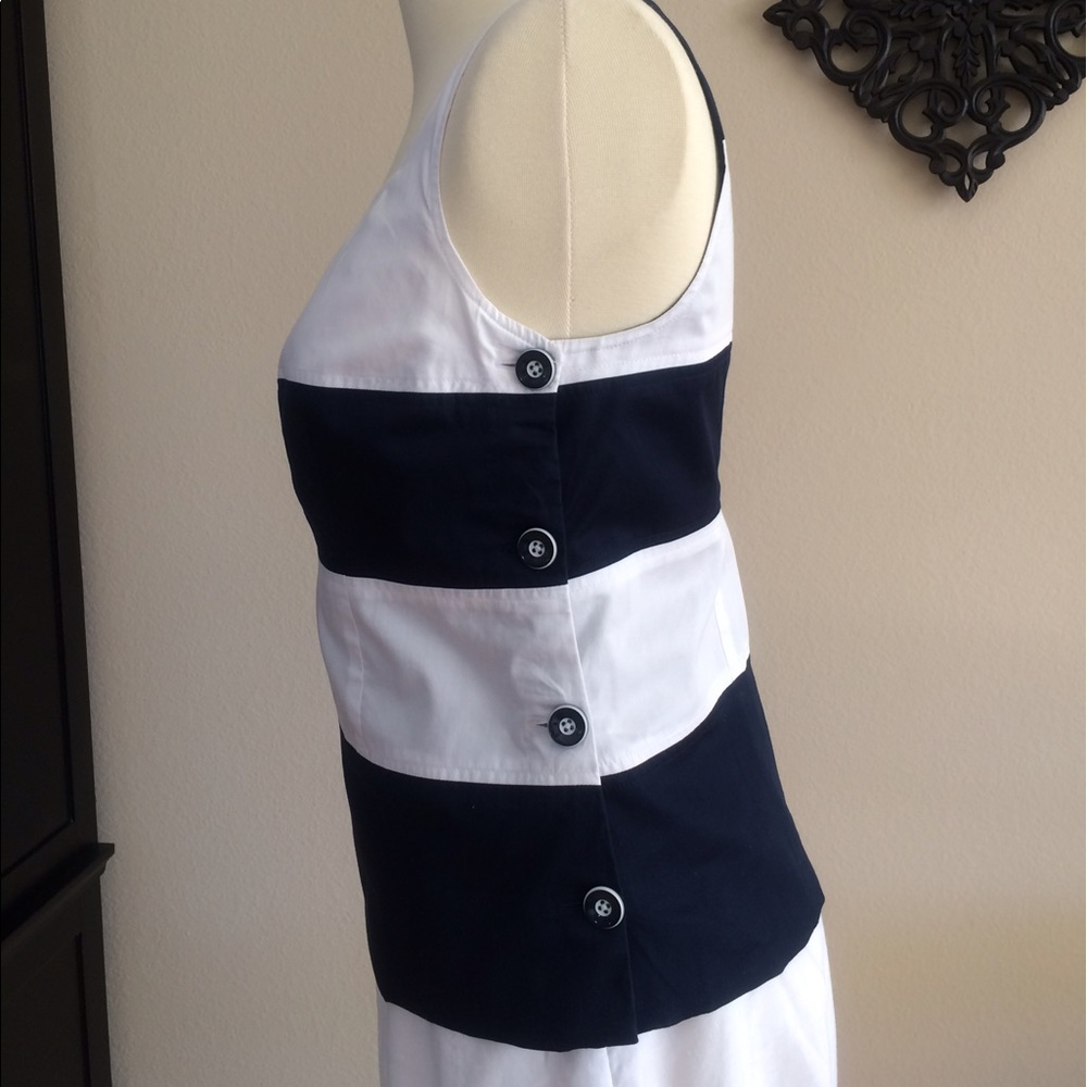 Navy & White Dressy Cotton Sleeveless Top