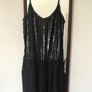 Ella Moss black sequin wide leg pantsuit