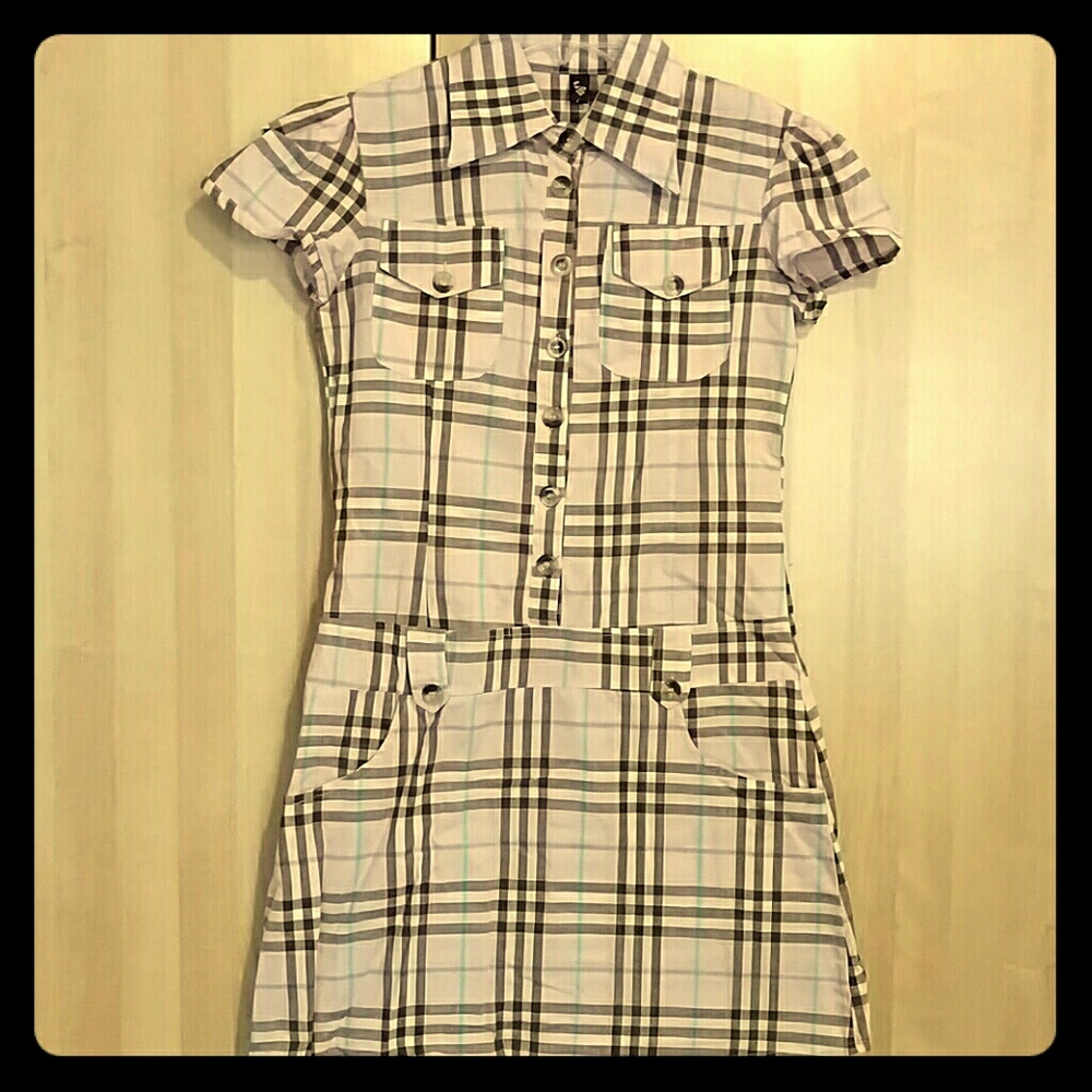 Pink plaid 90s vintage dress