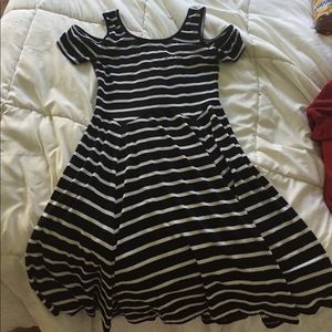 Shoulder-less striped dress