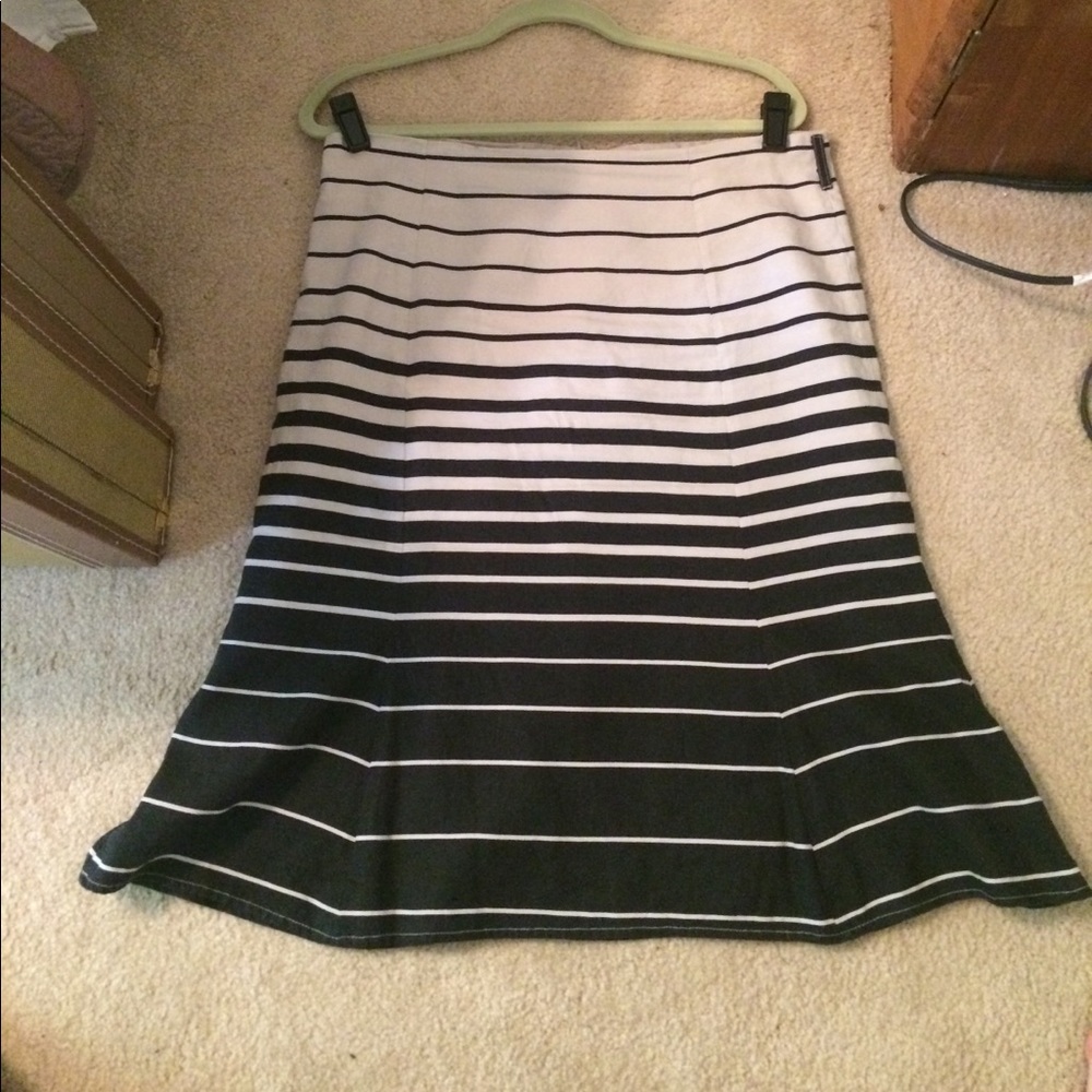 Black and tan striped a-line skirt