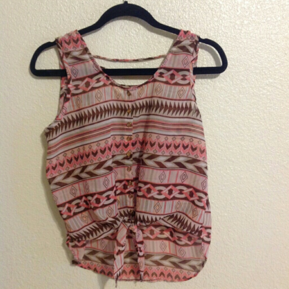 🚨Tribal Pink High Low Tied Shirt! 🌺