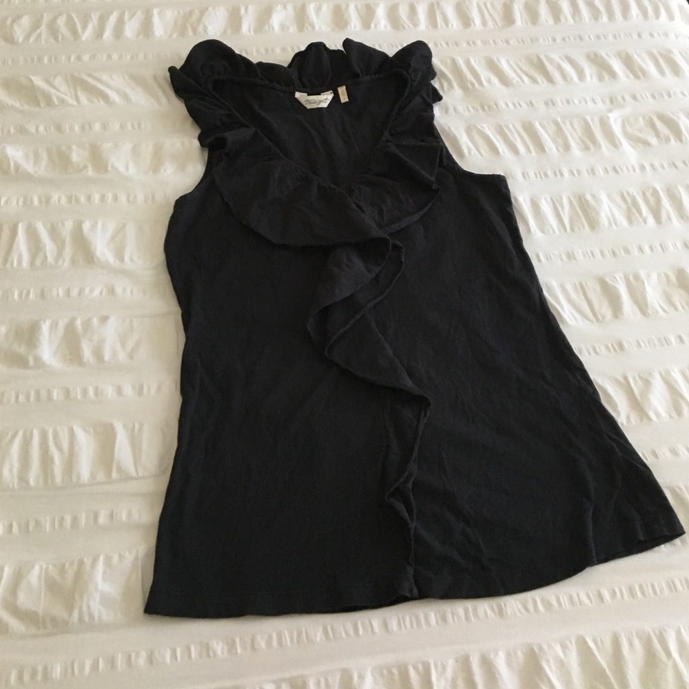 True Grit Black Ruffle Tank Top