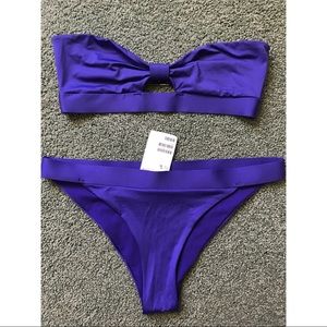 H&M Purple strapless top and high waist bikini