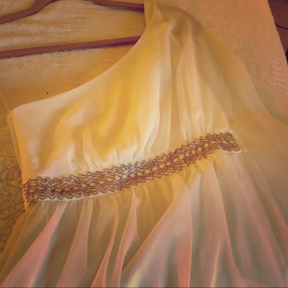 One Shoulder BCBG Max + Cleo White Cocktail Dress