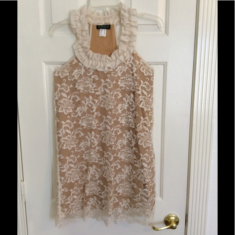 Venus Nude Lace Tank Dress