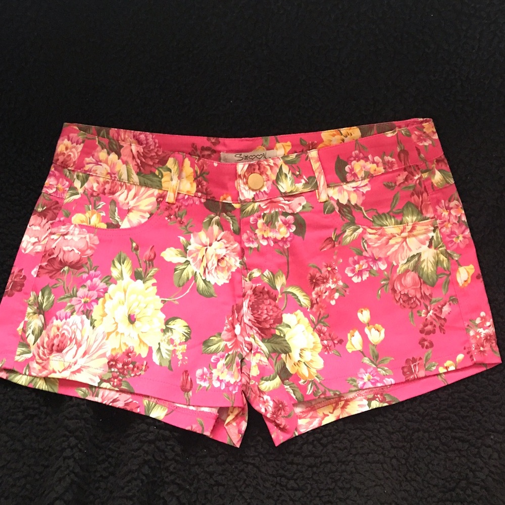 Pink floral shorts