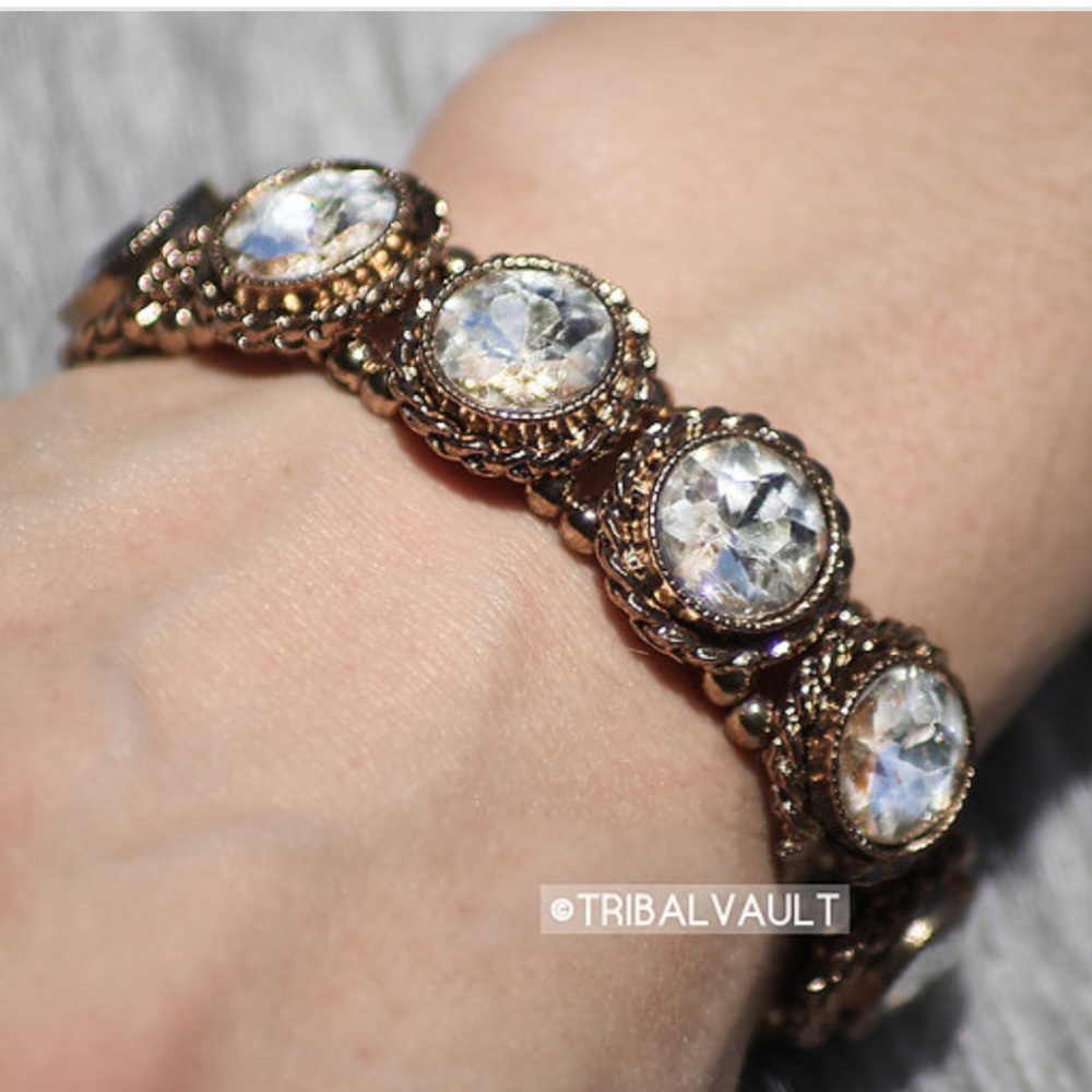 Gold Tone Victorian, Crystal Studded Bracelet