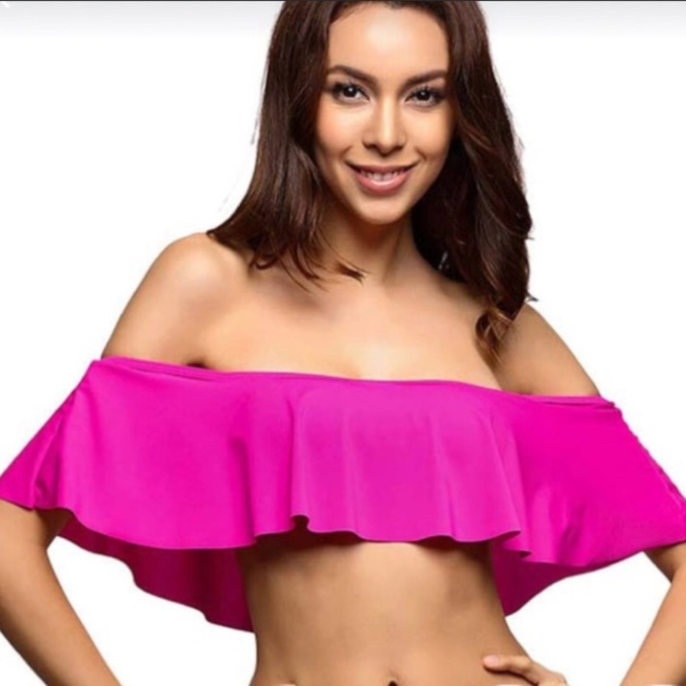 Fuschia Off Shoulder Bikini Top - BRAND NEW - SZ M