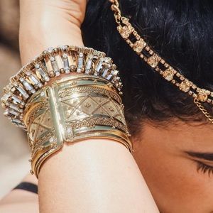 Gold Tone Double Sided Baguette Crystals, Bracelet