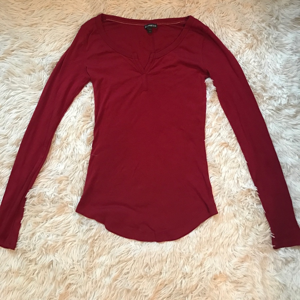 Express Red V-Neck