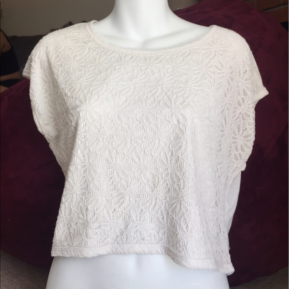 F21 - White Lace Crop Top