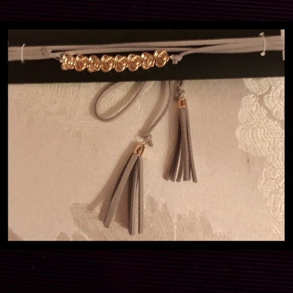 ROSE LEATHER CHOKER Grey SUEDE Roses Wrap Around - Picture 4 of 6