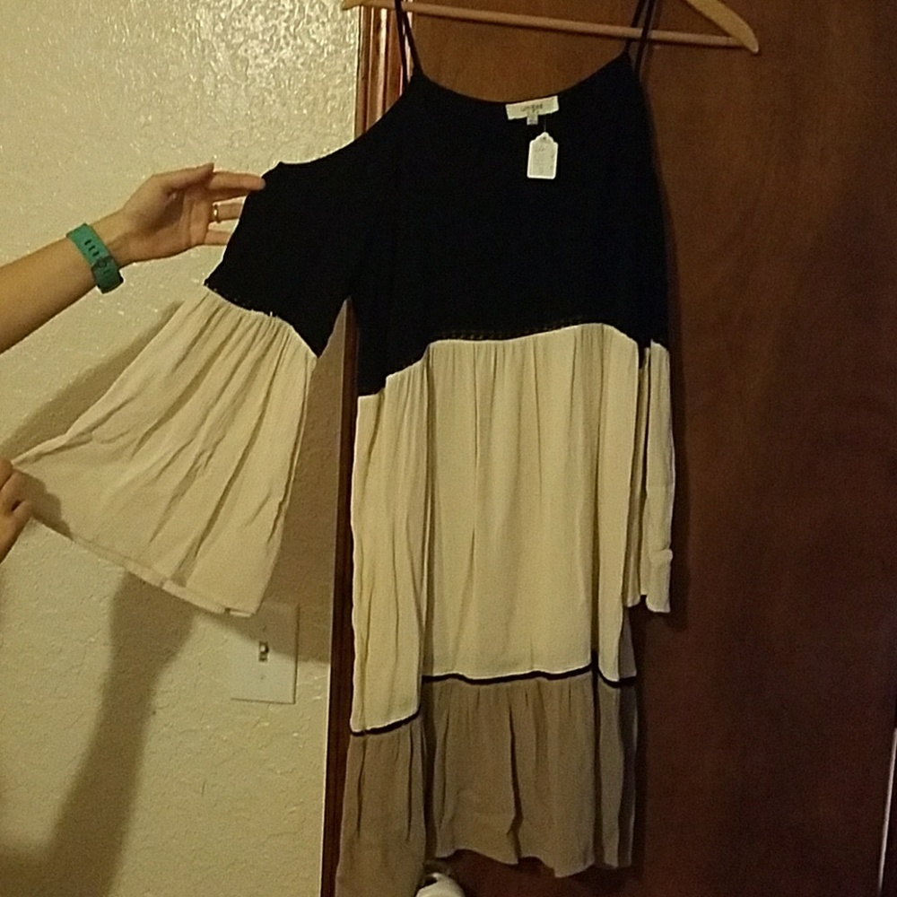 Cold shoulder long sleeve dress