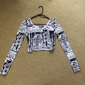 Star Wars Graphic Print Long Sleeved Crop Top