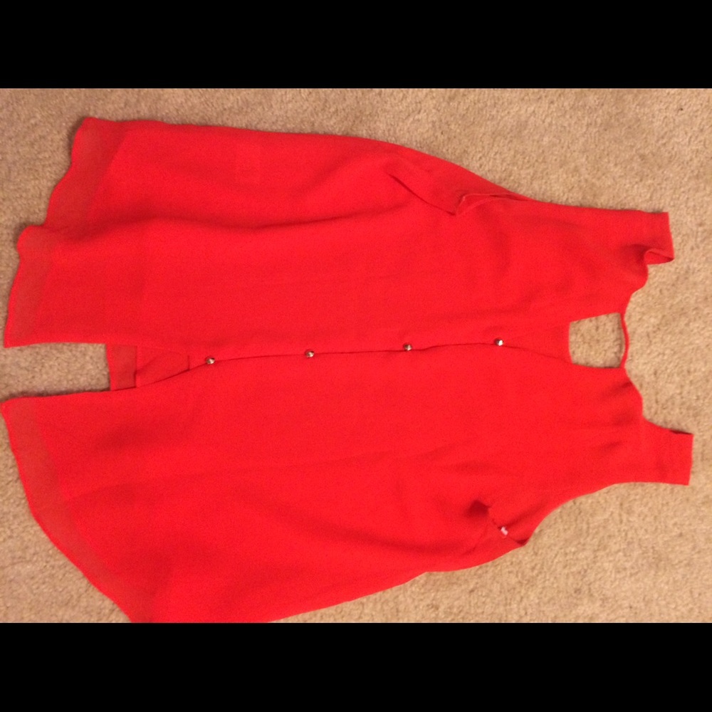 Bright Orange Top with Gold Buttons
