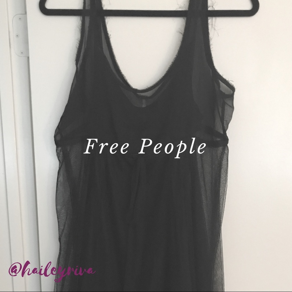 SOLD 🚫 Free People Sheer Black Midi Summer Dress