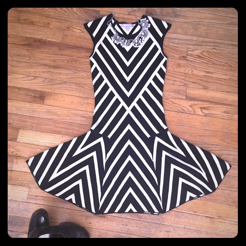 Black and White Mod Print Fit and Flare Dress.