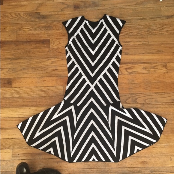 Black and White Mod Print Fit and Flare Dress. - Picture 2 of 3