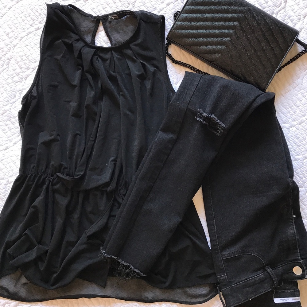 Zara Basic Black Top Sleeveless Small