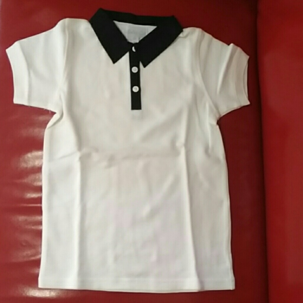 🎯 Boy's White Cotton Polo Shirt w/ Blue Collar