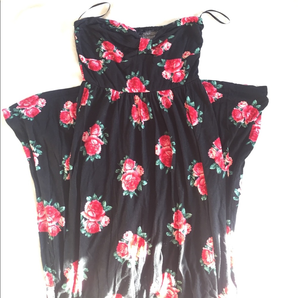Strapless Rose print sundress