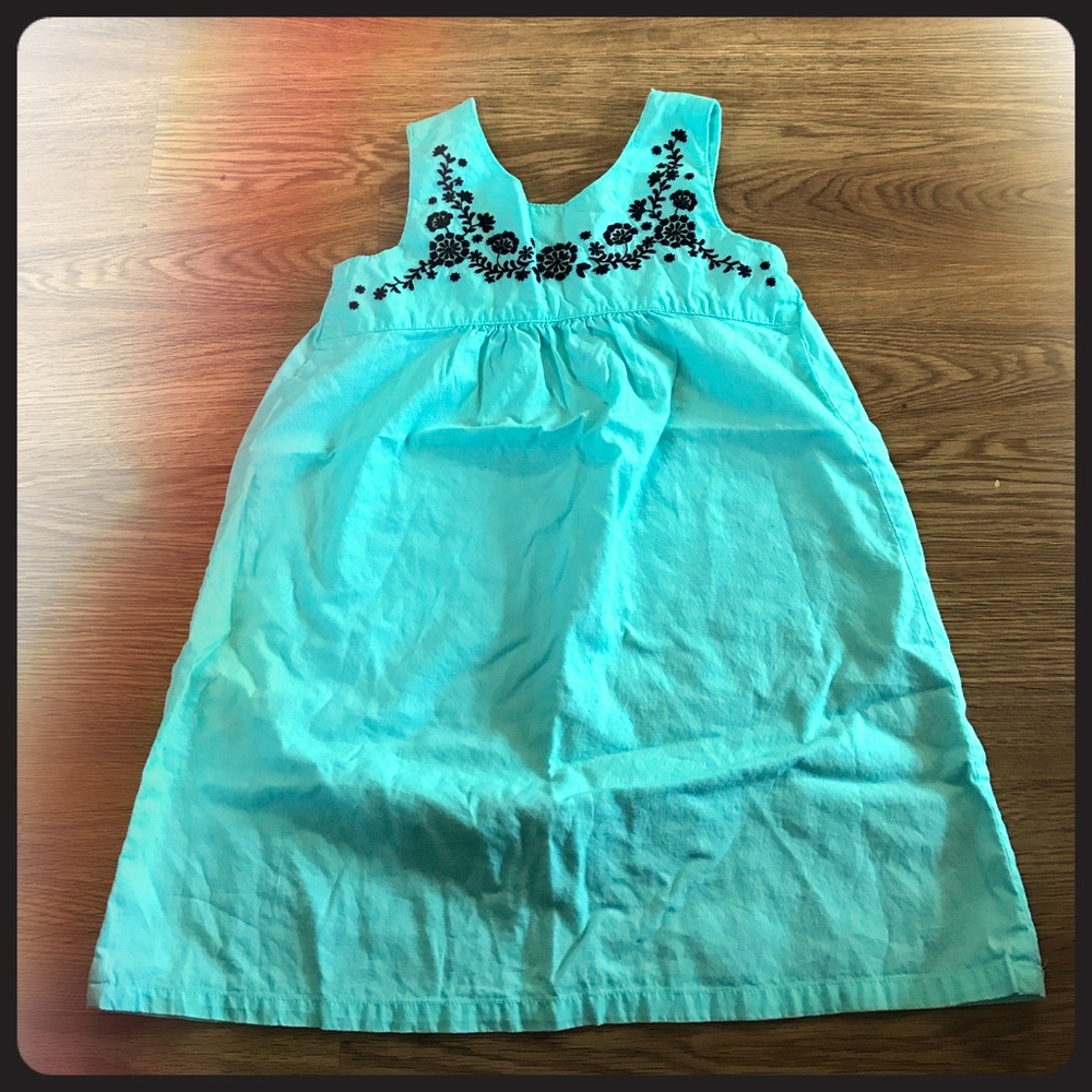 Blue dress.