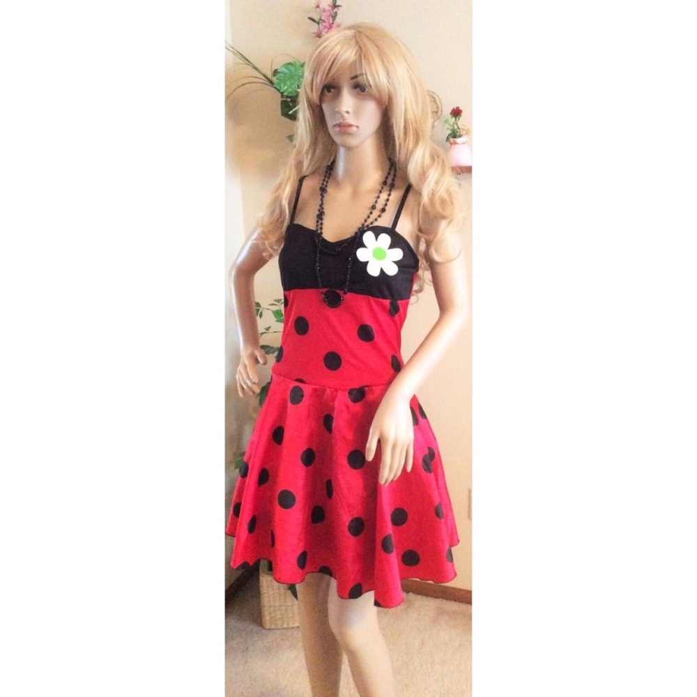 Polka Dot Sunflower Vintage Dress (Medium)