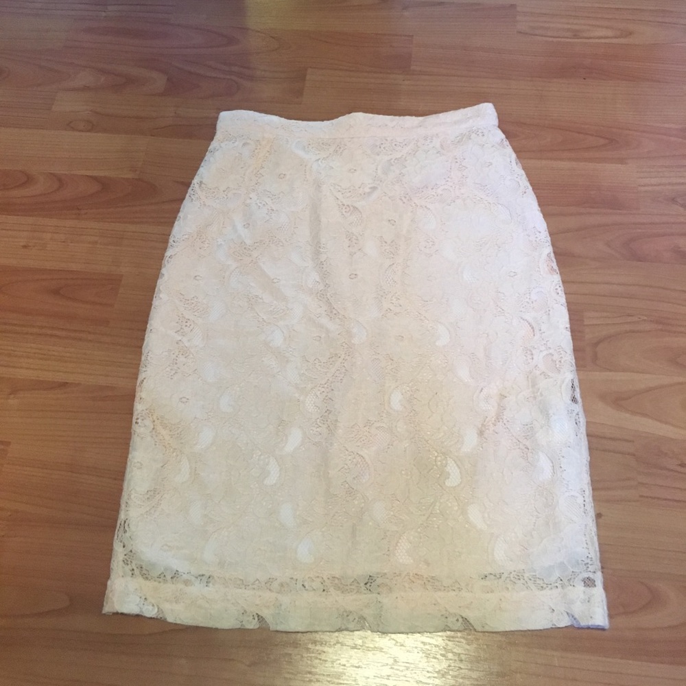 Blush lace h&m pencil skirt with gold zipper