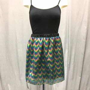 Skies Are Blue Printed Sparkly Skirt