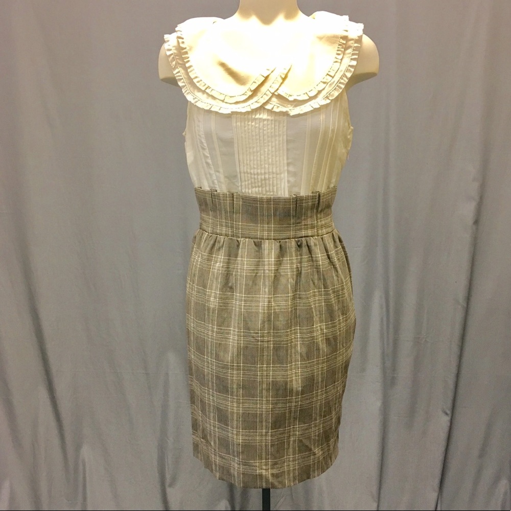 TCEC Plaid and Cream Fitted Dress