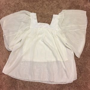 White chiffon square drape top