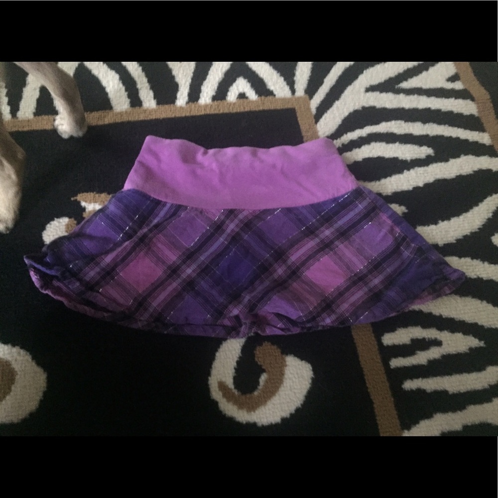 Girls Purple Plaid Skirt
