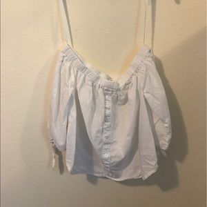 Off the shoulder white button down (S: L) (unworn)