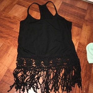 Black Fringed Top