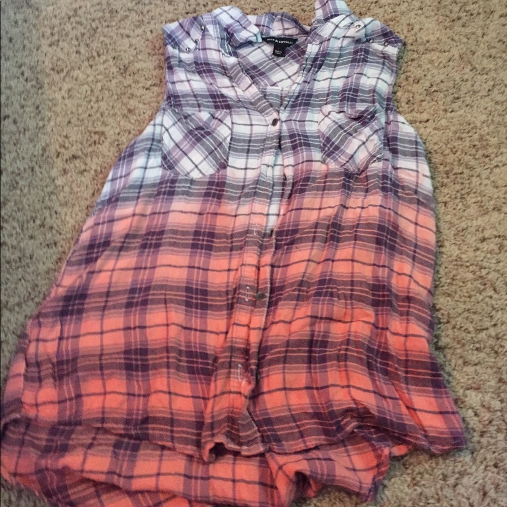 Plaid blouse tank