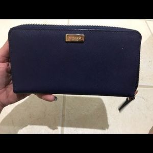 Kate Spade Large Blue Saffiano Leather Wallet