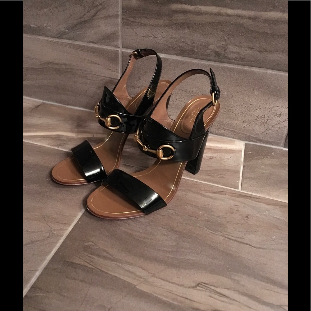 Gucci Black Patent Sandals