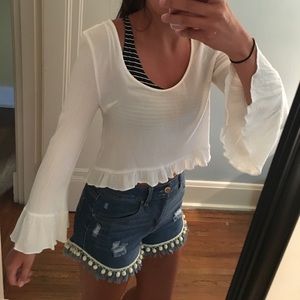 White bell sleeve top