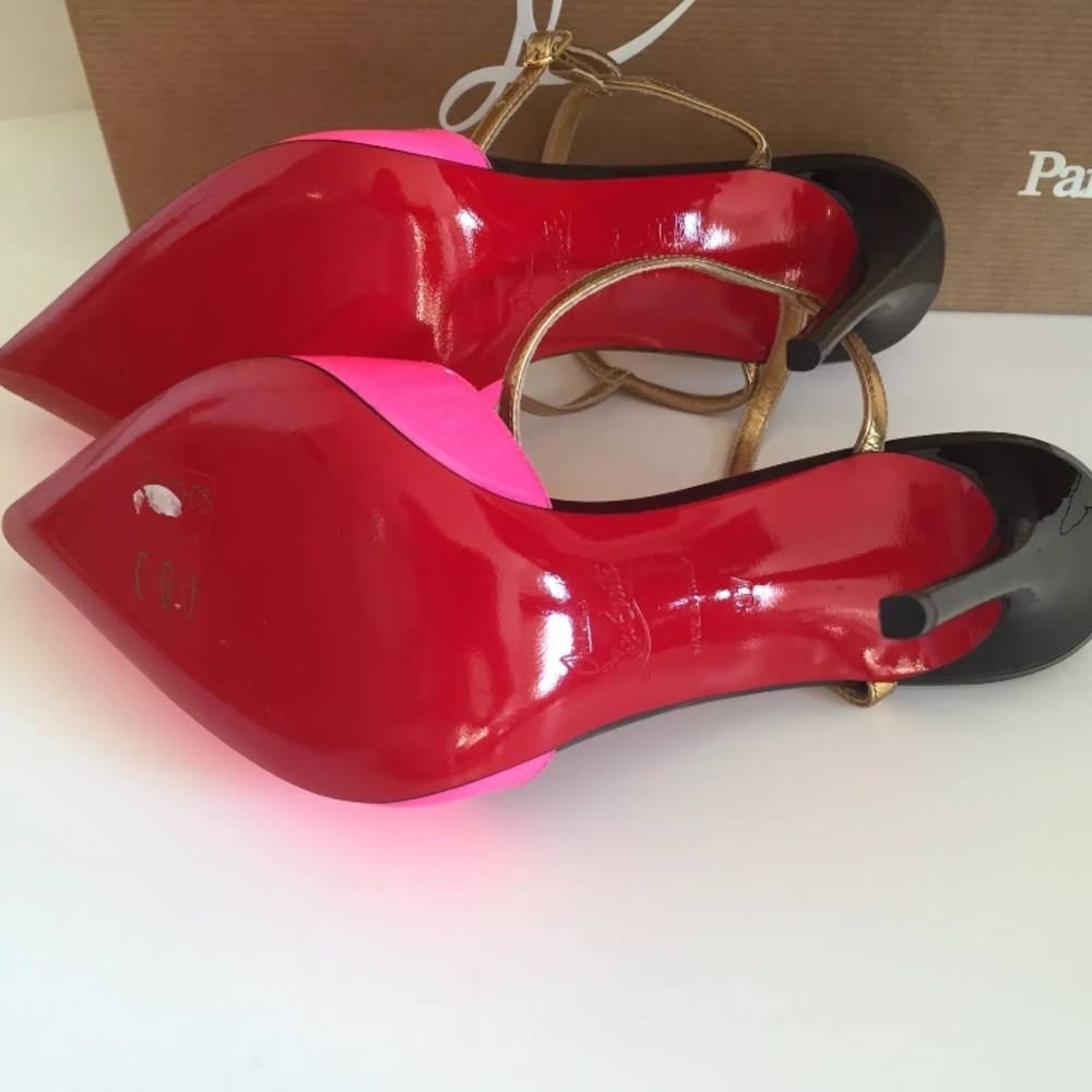 CHRISTIAN LOUBOTION  HOT PINK SLING BACKS SIZE 37 - Picture 4 of 4