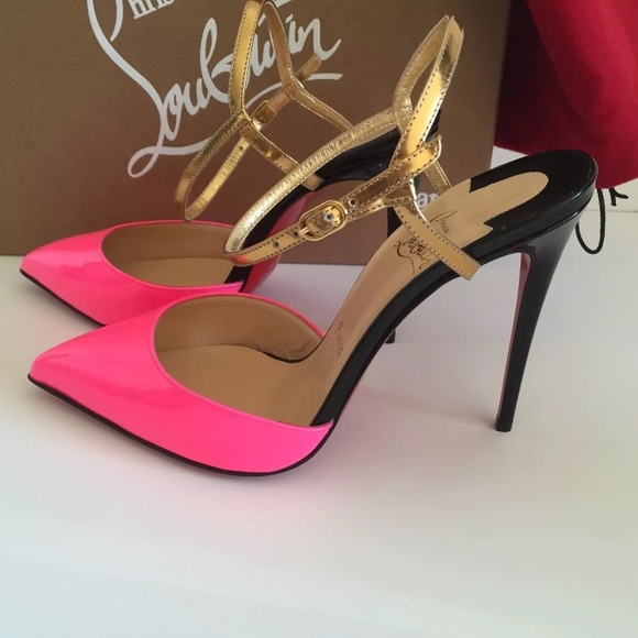 CHRISTIAN LOUBOTION  HOT PINK SLING BACKS SIZE 37 - Picture 2 of 4