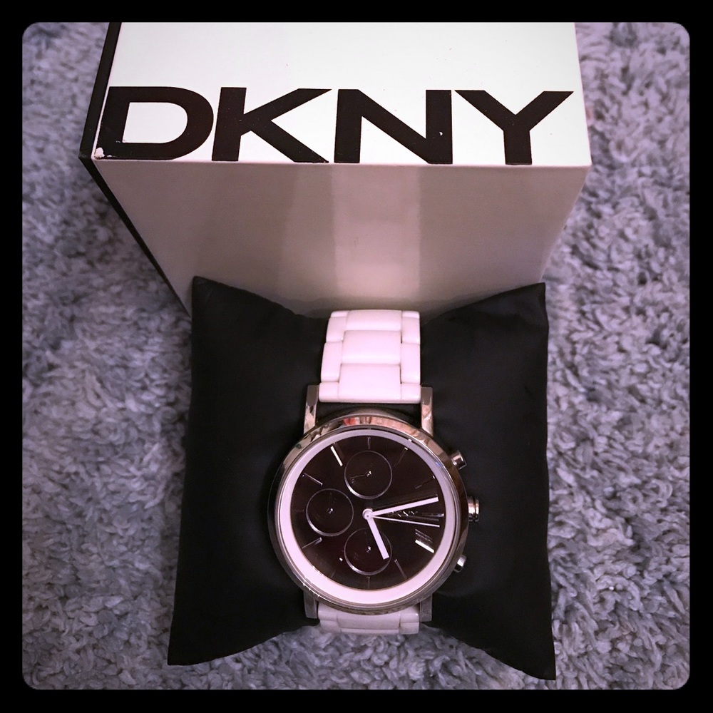 DKNY watch white w/ceramic links
