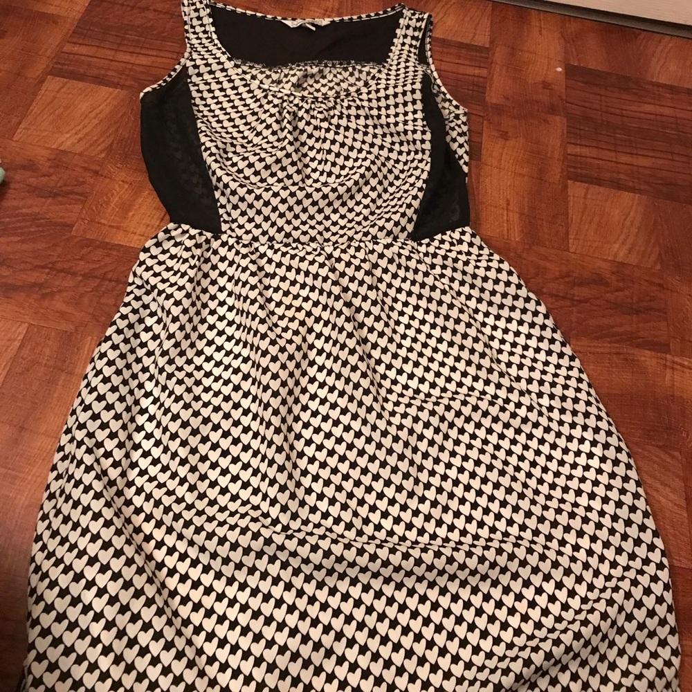 Black and White dress with heart print