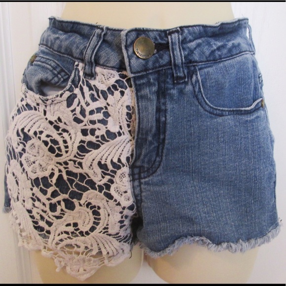 70 off Tinseltown Denim 😍Highwaisted lace distressed ripped jean