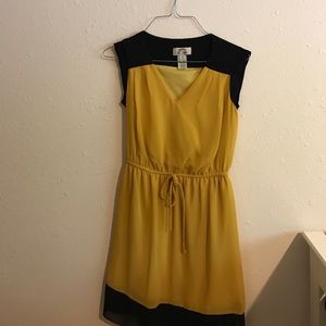 Mustard and navy cocktail dress