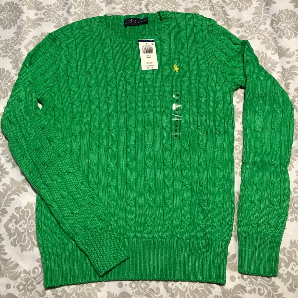 Polo Ralph Lauren Bright Green Cable Knit Sweater