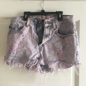 Purple Acid Wash Levi Cutoff Shorts